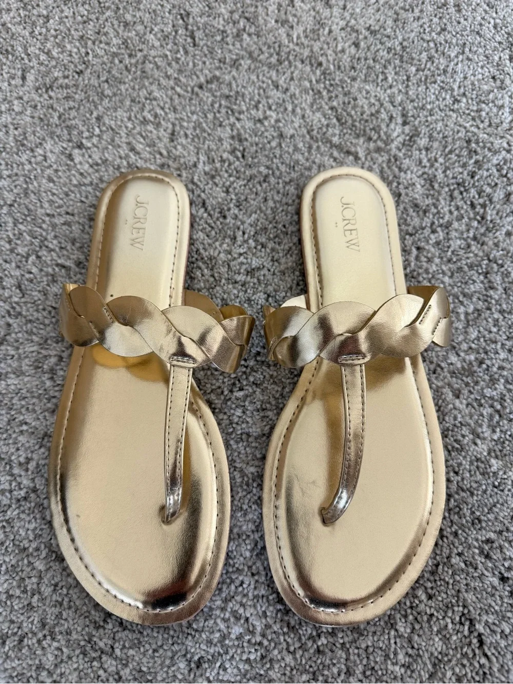 J. Crew Metallic Gold Braided Thong Sandals